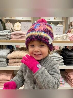 My Little Pony Multicolor Knit Beanie with Bright Pink Gloves